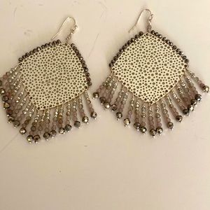 Neiman Marcus silver bead chandelier earrings